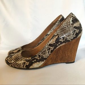 Clarks snakeskin wedges, size 10